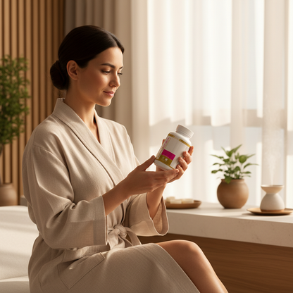 Imagen promocional mujer chilena con producto